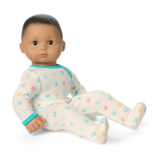 Bitty Baby Doll #5 with dark-brown hair in Pastel Blue