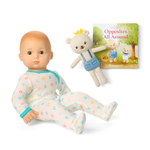 Bitty Baby Doll #6 in Pastel Blue + Bear Friend & Board Book