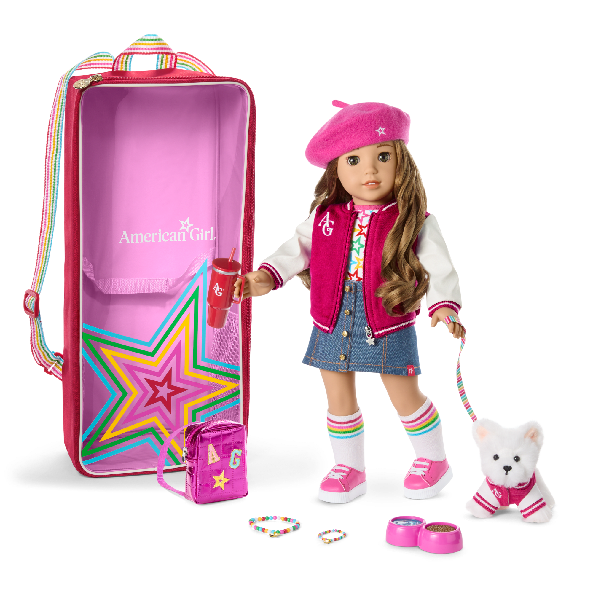 Truly Me 18-inch Doll #118. Accessories. Puppy & Doll Carrier