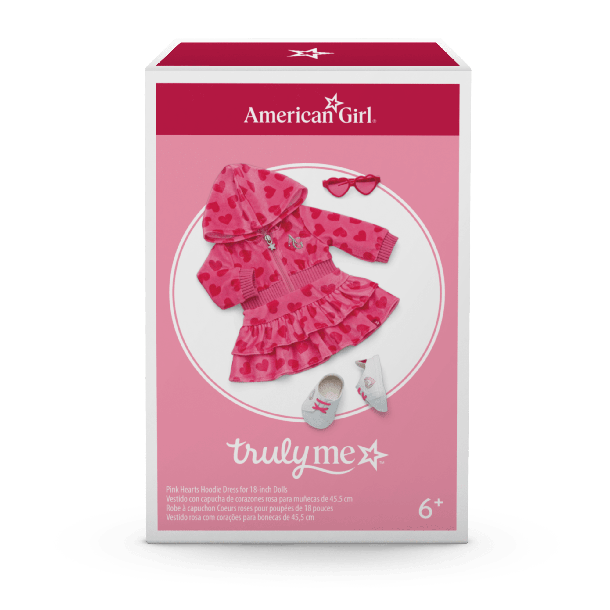 Pink Hearts Hoodie Dress for 18-inch Dolls - Image 11