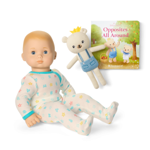 Bitty Baby Doll #3 in Pastel Blue + Bear Friend & Board Book