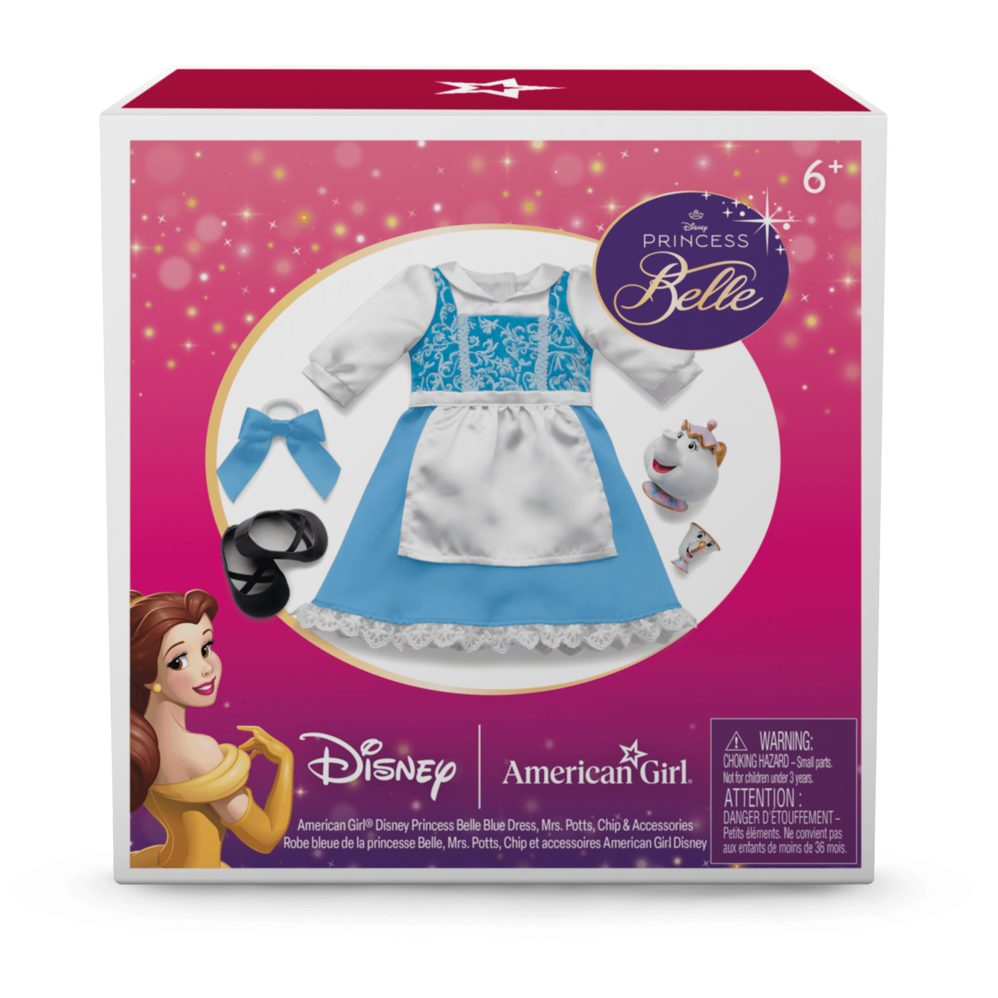 American Girl Disney Princess Belle Blue Dress. Mrs. Potts. Chip & Accessories for 18-inch Dolls - Image 10