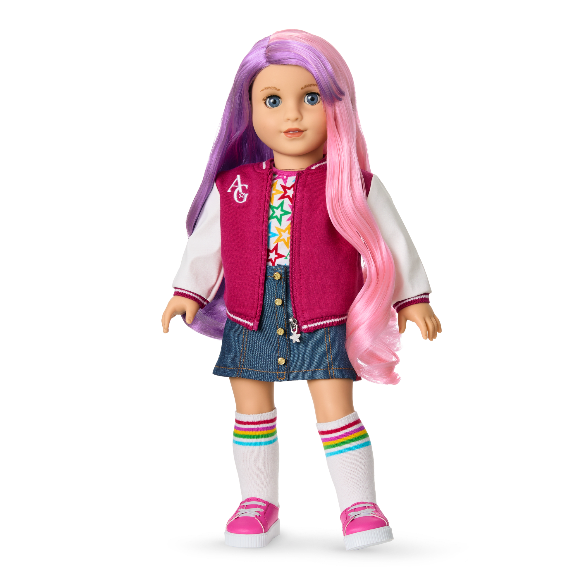 Truly Me 18-inch Doll #116 with wavy purple-and-pink hair