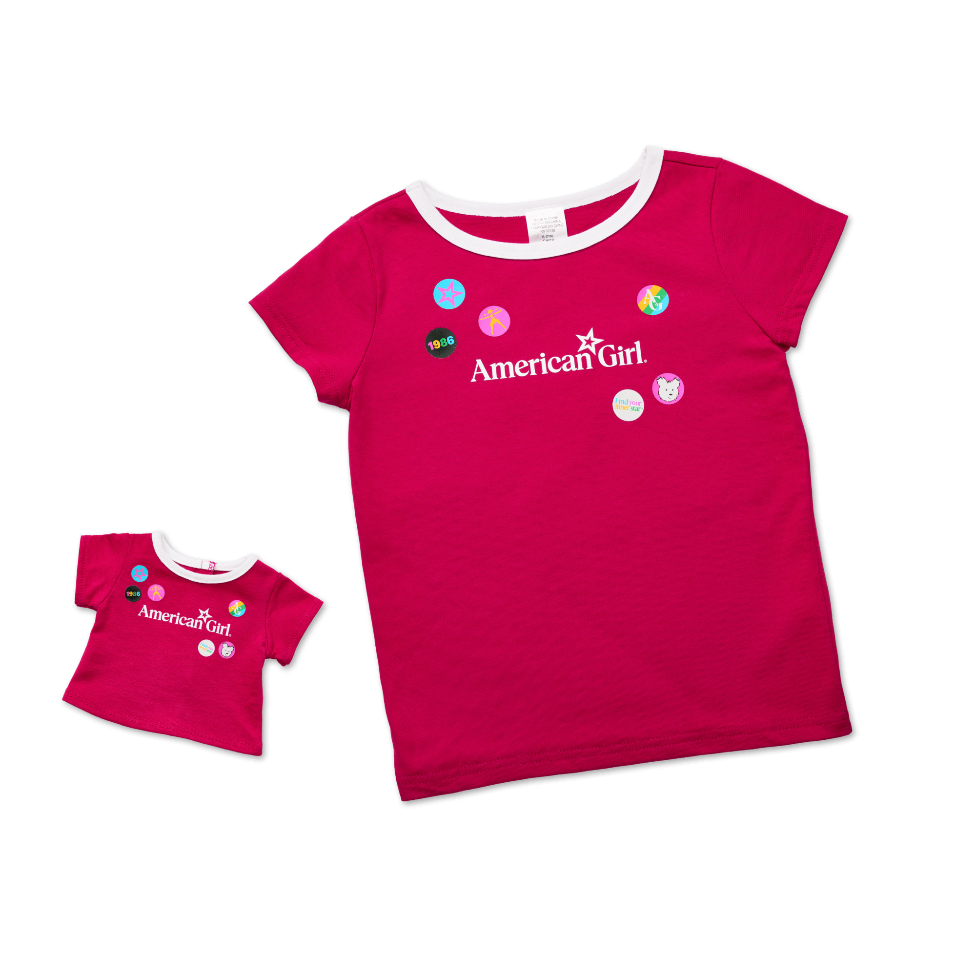 Matching?AG Grin Pins Ringer Tee Set for Girls & 18-inch Dolls - Image 2