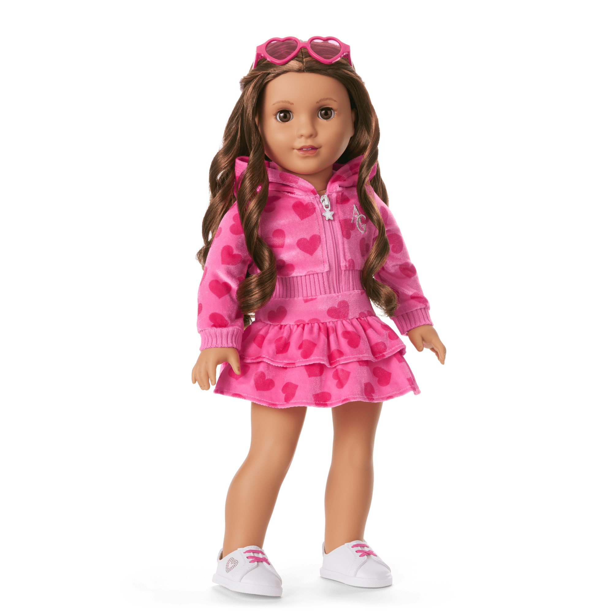 Pink Hearts Hoodie Dress for 18-inch Dolls - Image 2