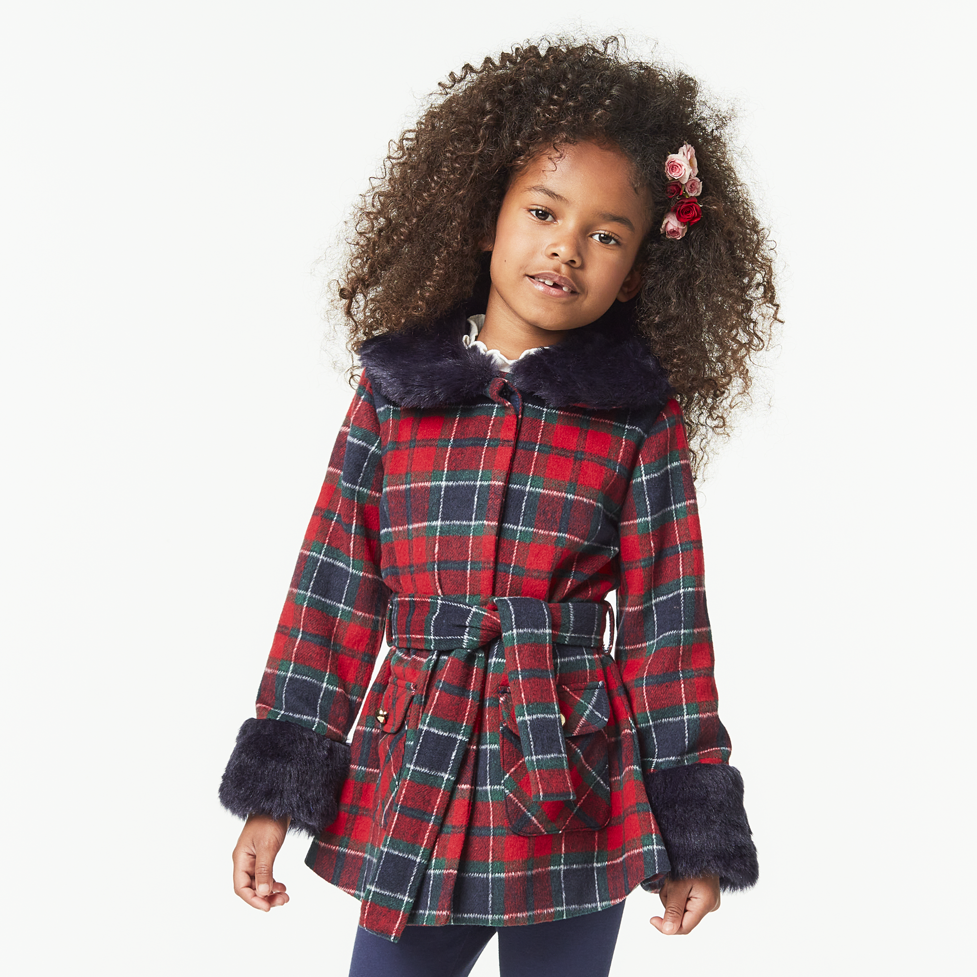 American Girl x Janie and Jack Fur-Trim Plaid Coat for Girls