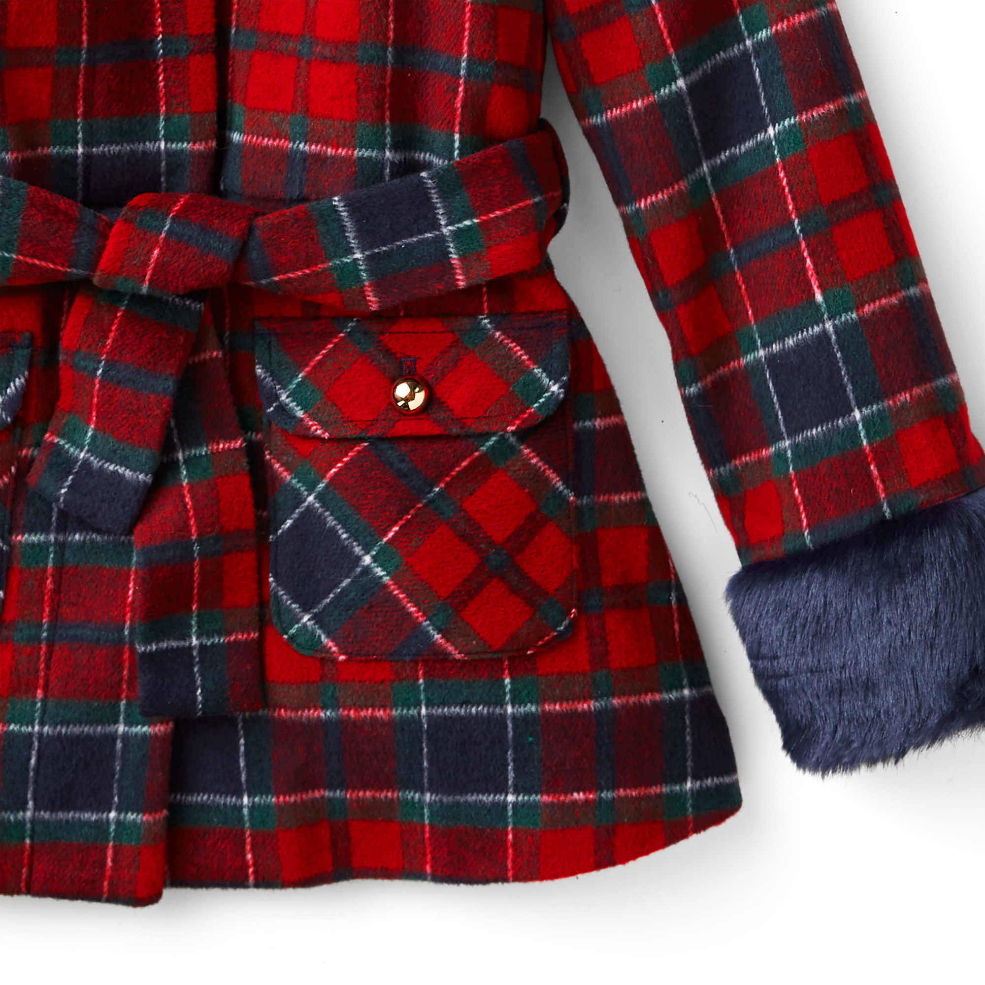 American Girl x Janie and Jack Fur-Trim Plaid Coat for Girls - Image 4