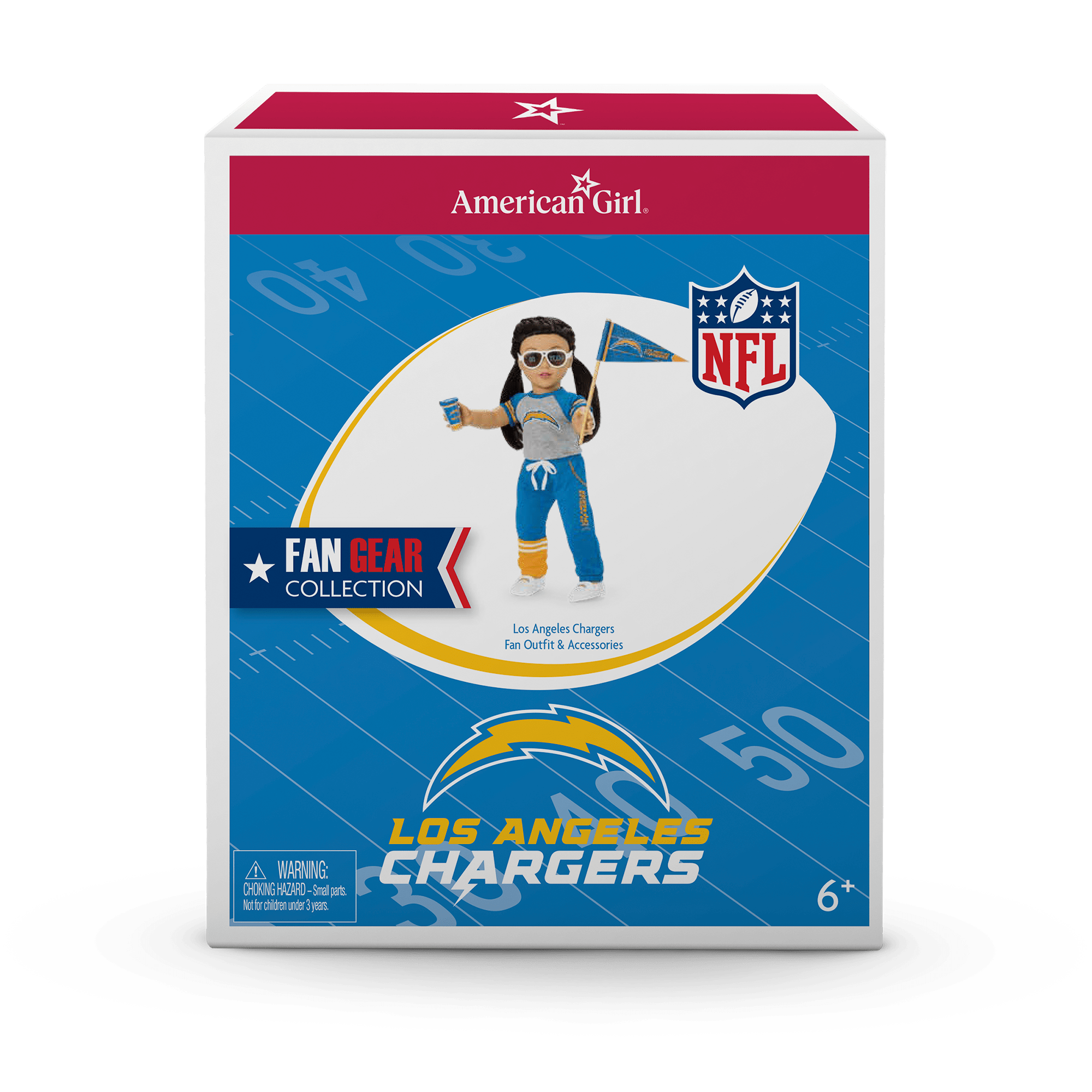 American Girl x NFL Los Angeles Chargers Fan Outfit & Accessories for 18-inch Dolls - Image 8