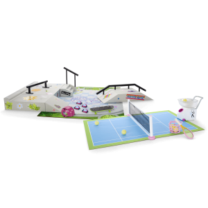 Isabel & Nicki's 2-in-1 Tennis Court & Skate Spot for 18-inch Dolls (Historical Characters)
