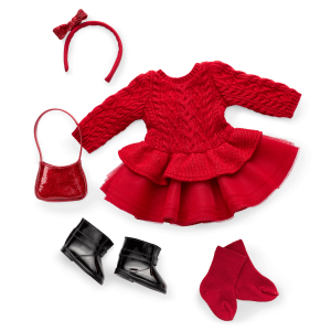 American Girl x Something Navy Crimson Sparkle Sweater Dress for 18-inch Dolls
