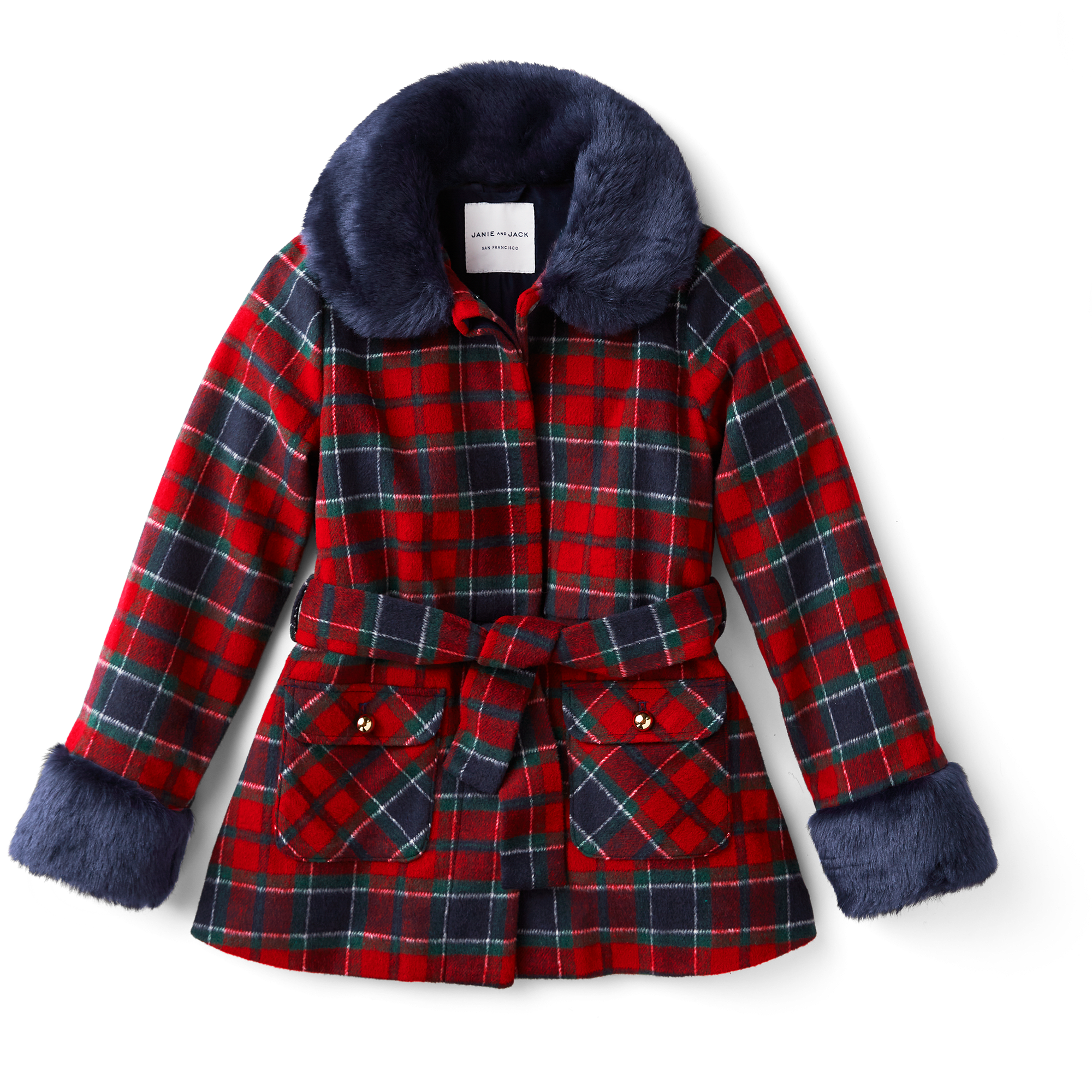 American Girl x Janie and Jack Fur-Trim Plaid Coat for Girls - Image 3