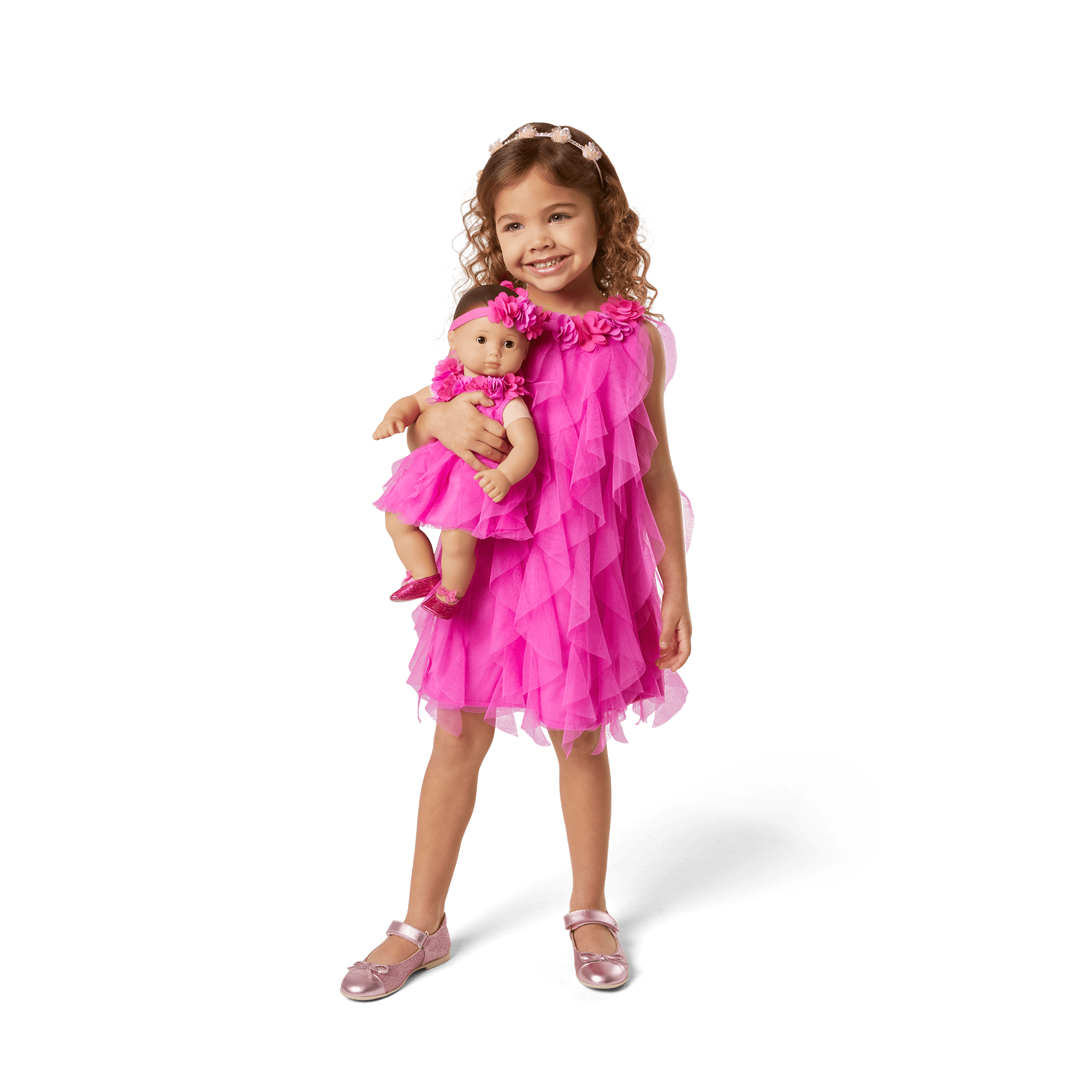 Party-Pink Birthday Dresses for Little Girls & Bitty Baby Dolls