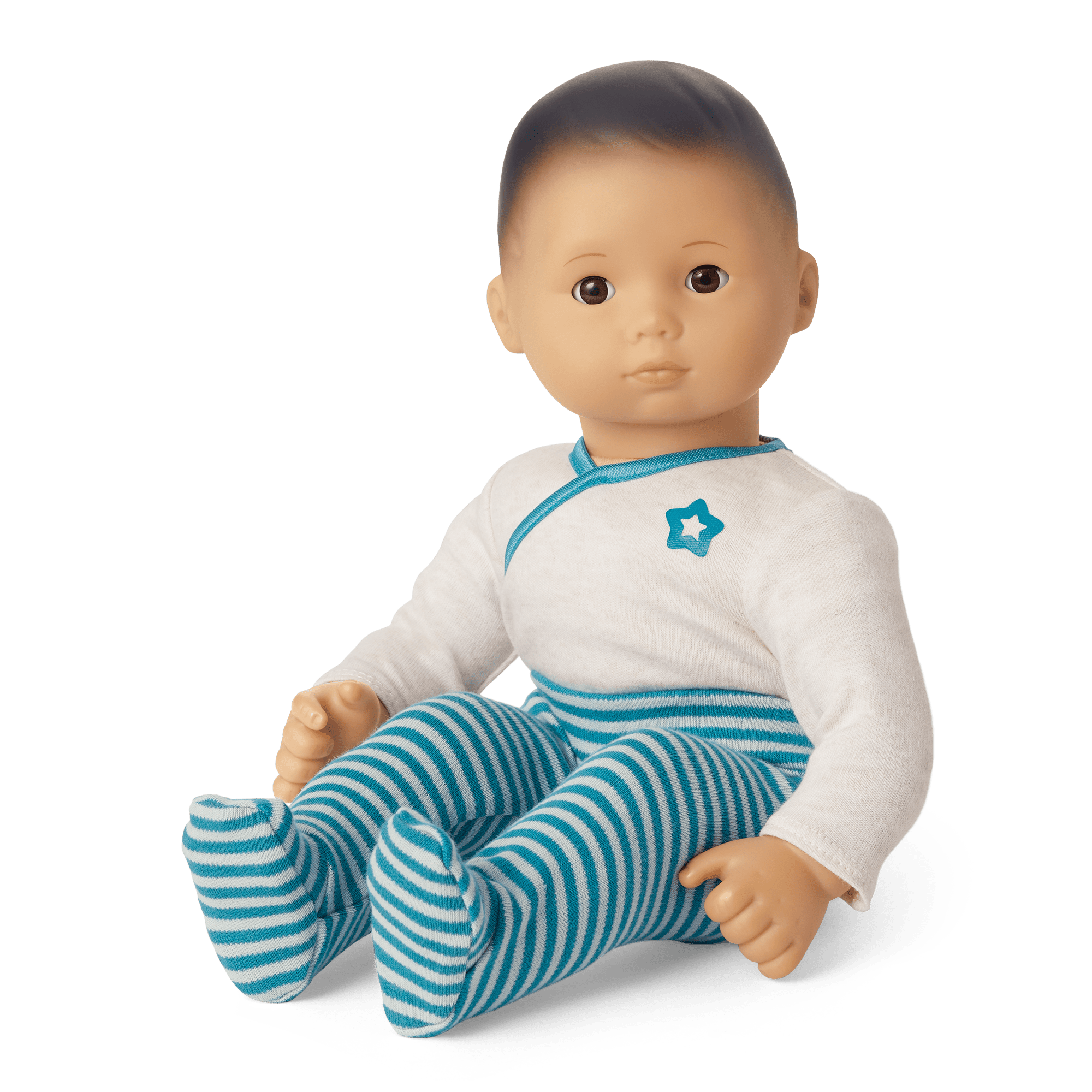Bitty Baby Doll #4 with black hair in Soft Blue