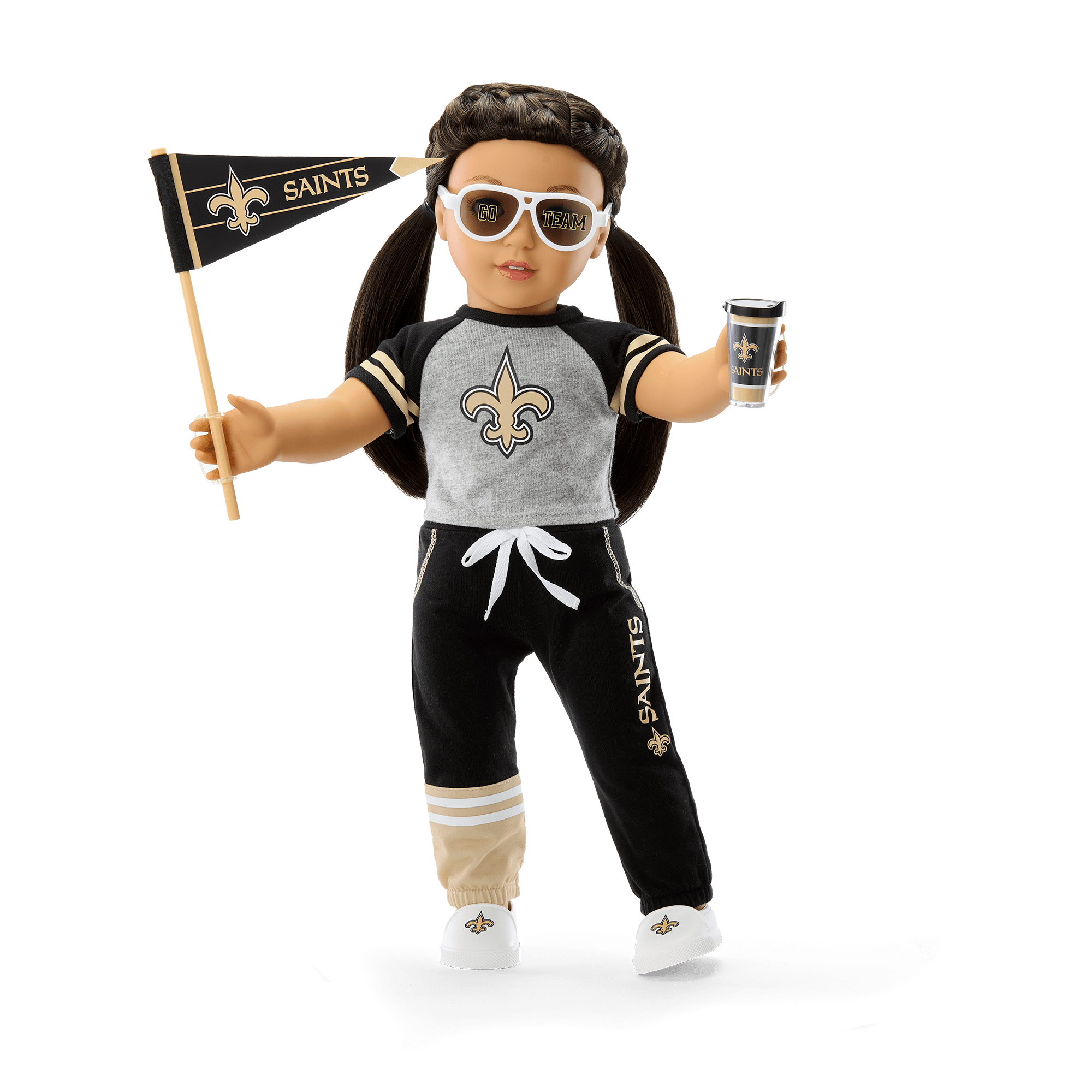 American Girl x NFL New Orleans Saints Fan Outfit & Accessories for 18-inch Dolls - Image 2