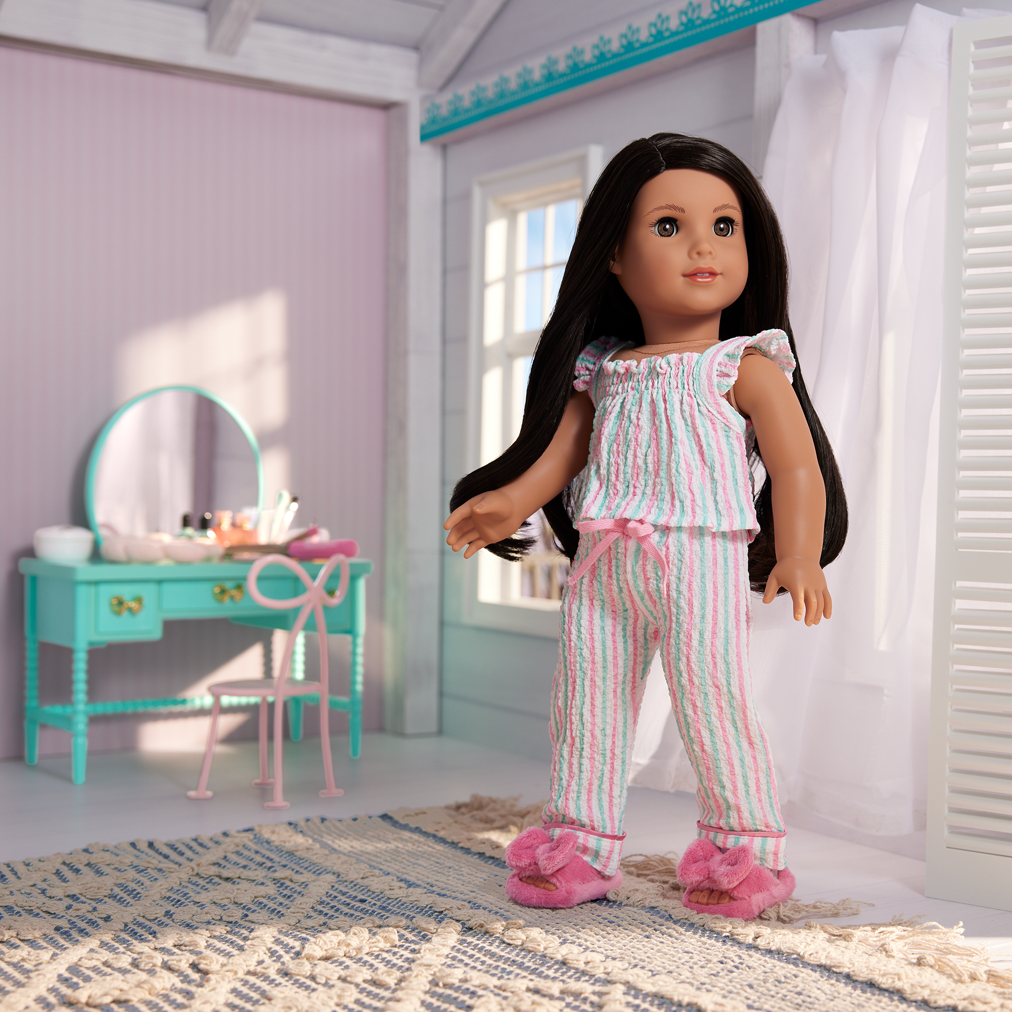 Raquel's Coastal Stripes Pajamas for 18-inch Dolls (Girl of the Year 2026) - Image 8