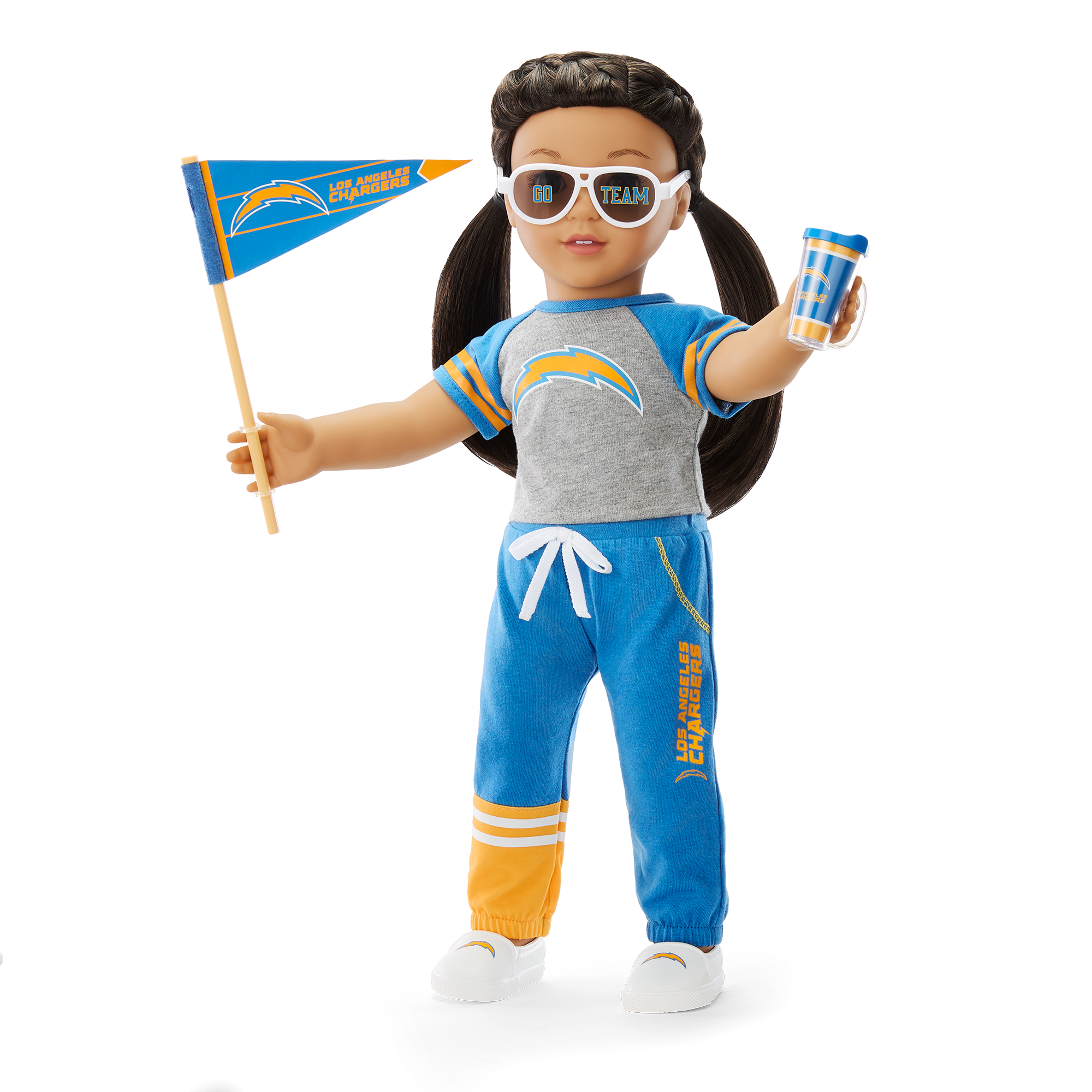 American Girl x NFL Los Angeles Chargers Fan Outfit & Accessories for 18-inch Dolls - Image 2