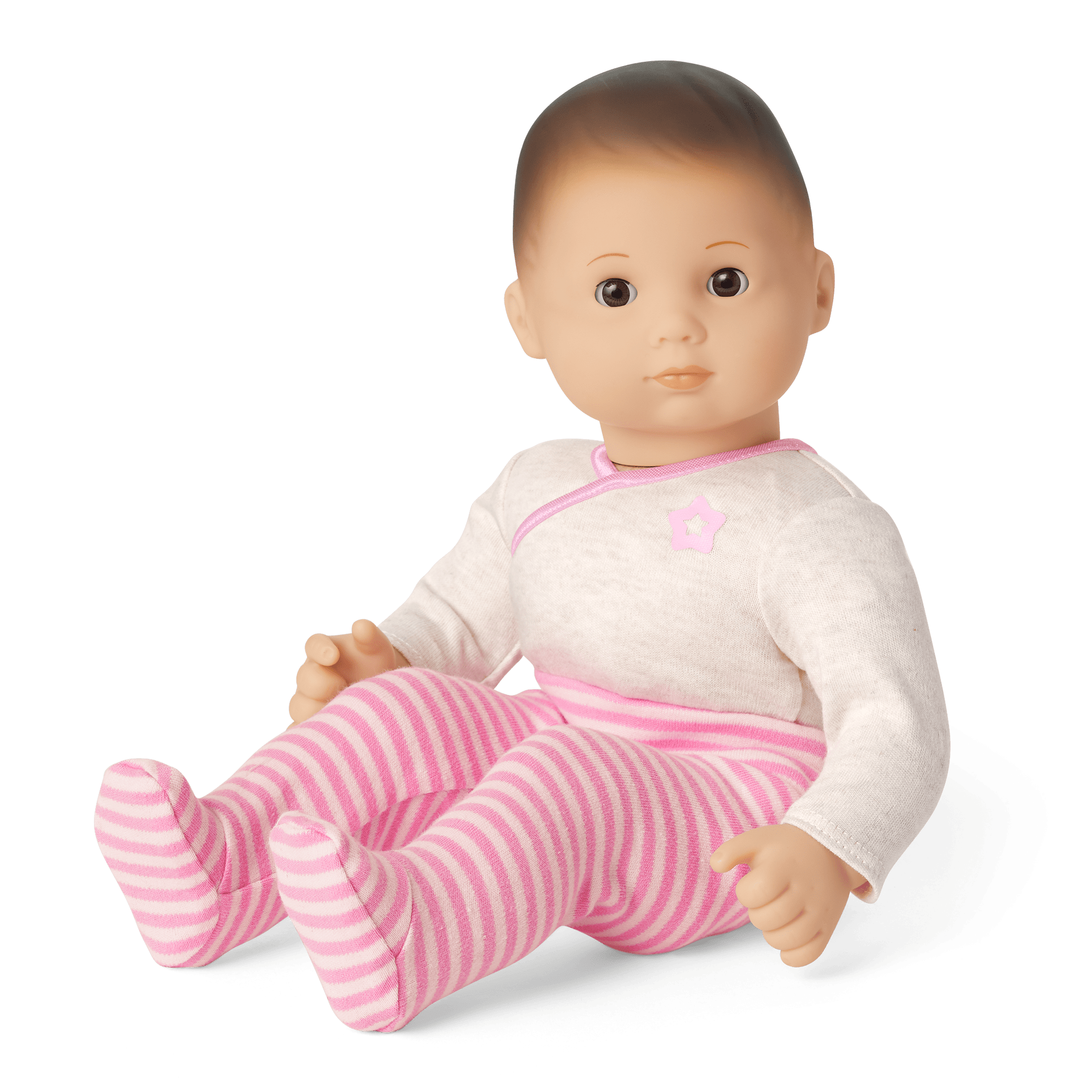 Bitty Baby Doll #2 with brown hair in Pretty Pink