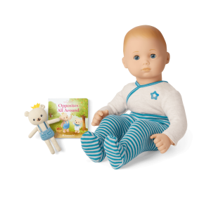 Bitty Baby Doll #3 in Soft Blue + Bear Friend & Board Book