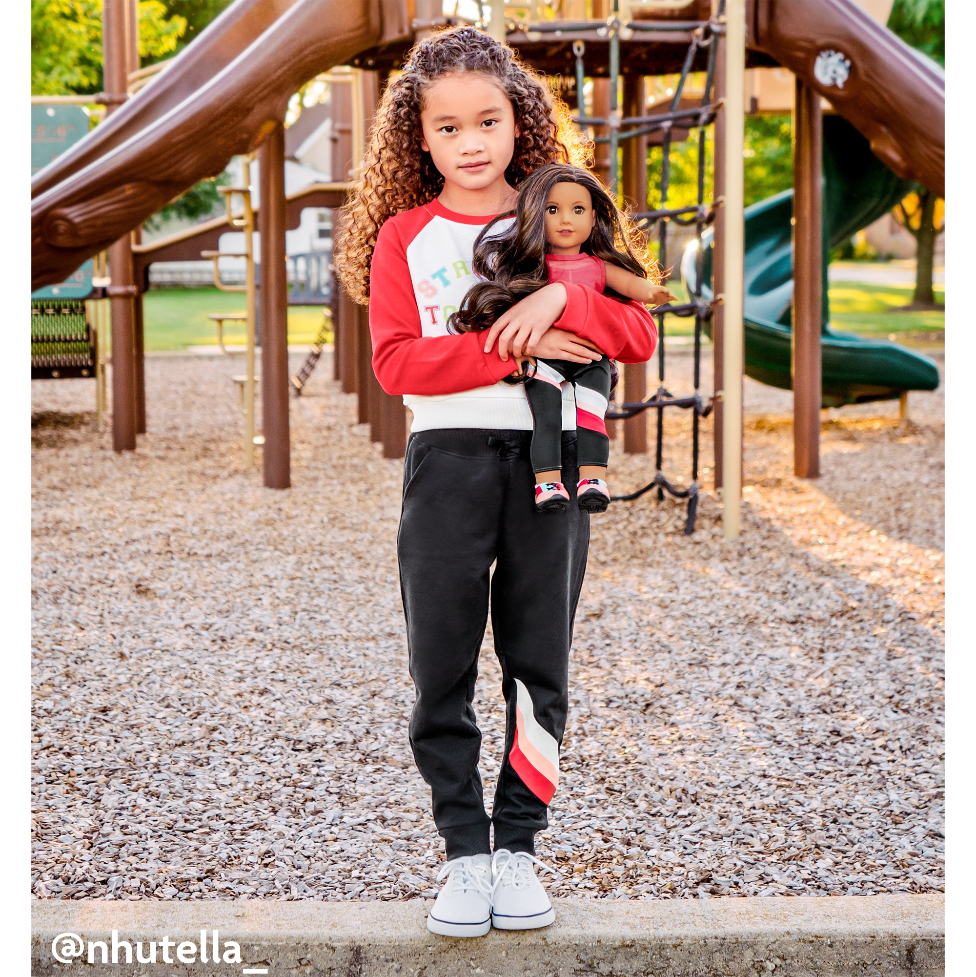 American Girl x Janie and Jack: Maritza's Black Striped Joggers for Girls - Image 3
