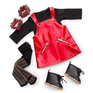 Nicki's Red Vinyl Jumper Outfit for 18-inch Dolls (Historical Characters)